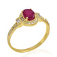 Anel de Prata com Banho de Ouro com Rubi de Madagáscar e Topázio Branco