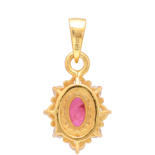 Pendente de Prata com Banho de Ouro com Rubi de Madagáscar e Topázio Branco