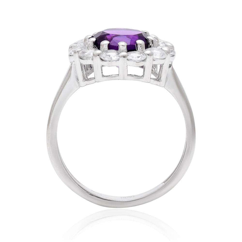 Anel de Prata com Ametista de Marrocos e Topázio Branco 3 