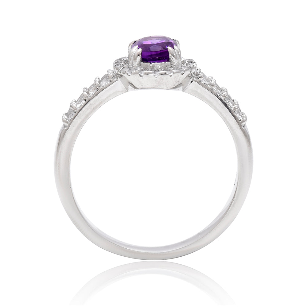 Anel de Prata com Ametista de Marrocos e Topázio Branco  Contraste: Cabeca de Veado (800) 4 