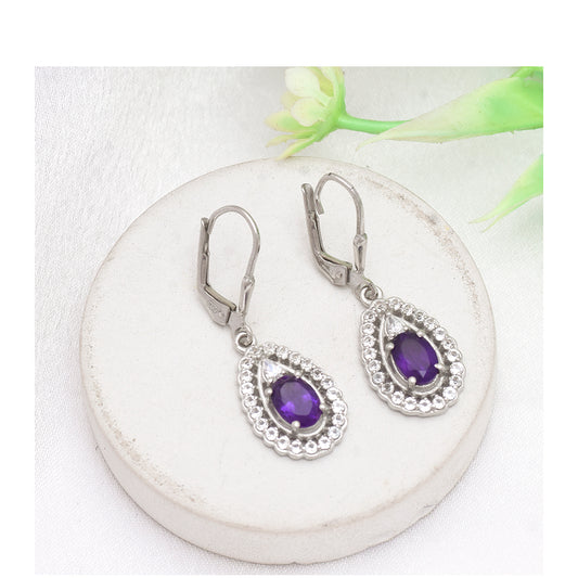 Brincos de Prata com Ametista de Marrocos e Topázio Branco