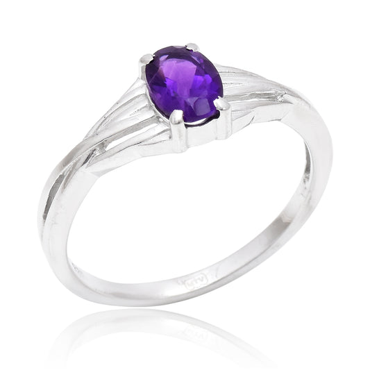 Anel de Prata com Ametista de Marrocos