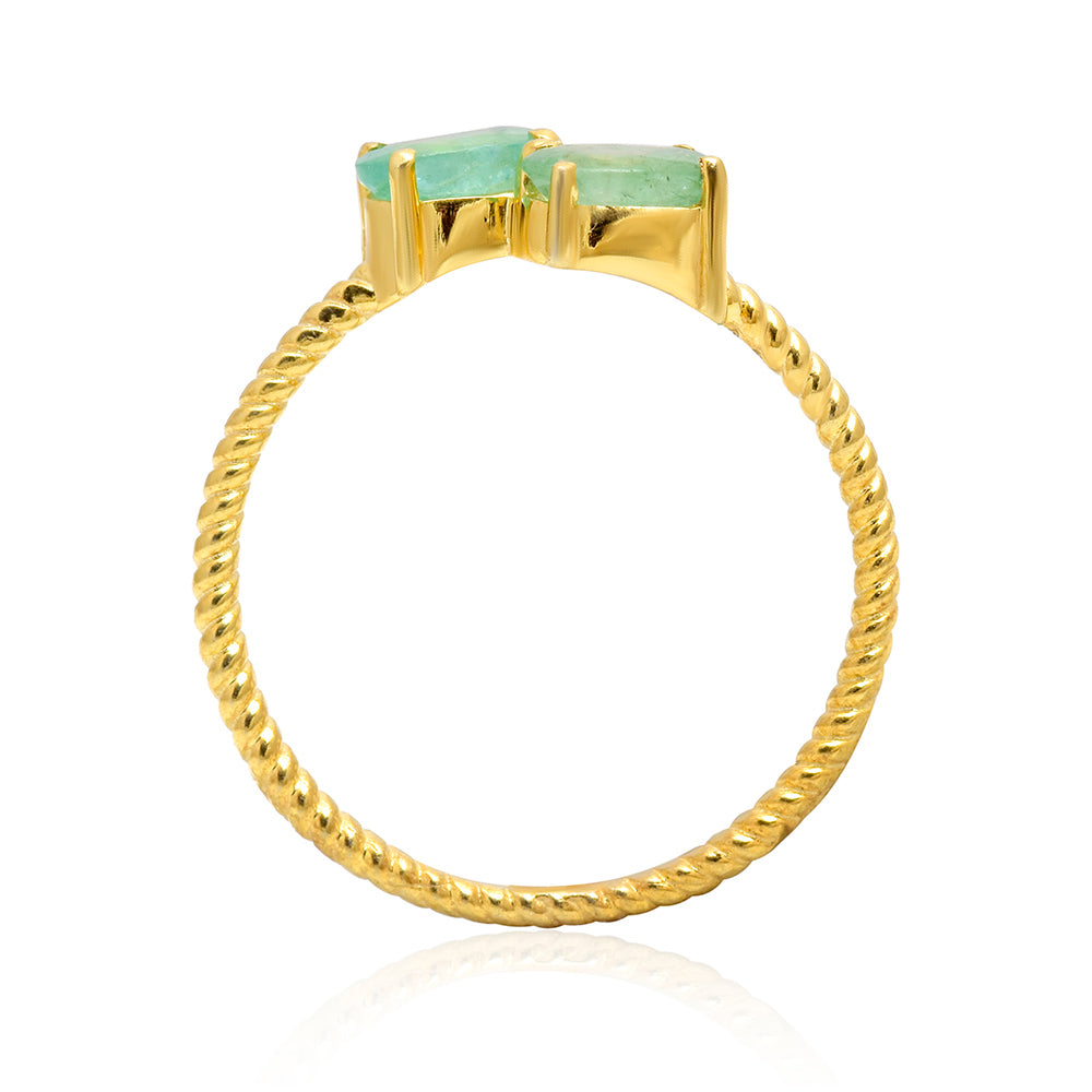 Anel de Prata com Banho de Ouro com Esmeralda do Brasil 3 