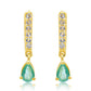 Brincos de Prata com Banho de Ouro com Esmeralda do Brasil e Topázio Branco