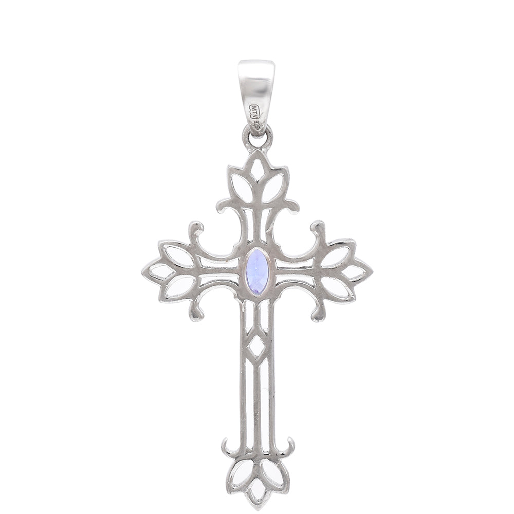 Cruz Pendente de Prata com Tanzanite AAA
