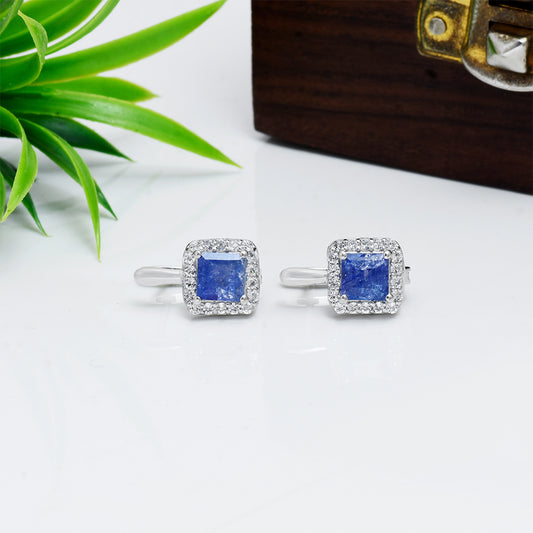 Brincos de Prata com Tanzanite AAA e Topázio Branco
