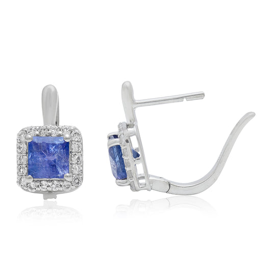 Brincos de Prata com Tanzanite AAA e Topázio Branco