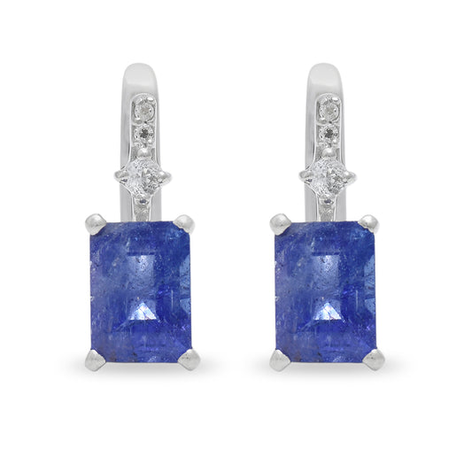 Brincos de Prata com Tanzanite AAA e Topázio Branco
