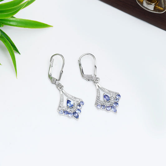 Brincos de Prata com Tanzanite AAA e Topázio Branco