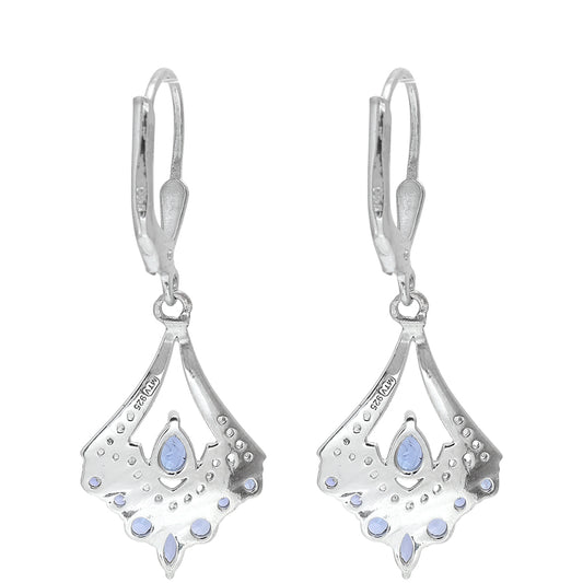 Brincos de Prata com Tanzanite AAA e Topázio Branco