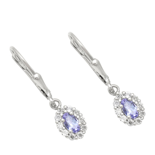 Brincos de Prata com Tanzanite AAA e Topázio Branco