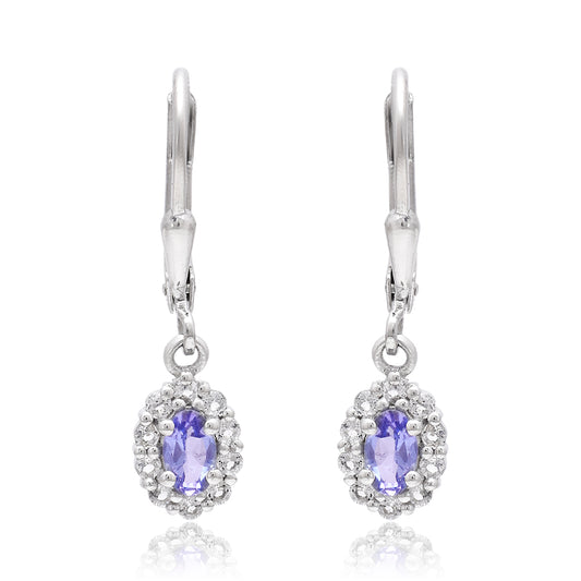 Brincos de Prata com Tanzanite AAA e Topázio Branco