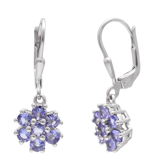 Brincos de Prata com Tanzanite AAA