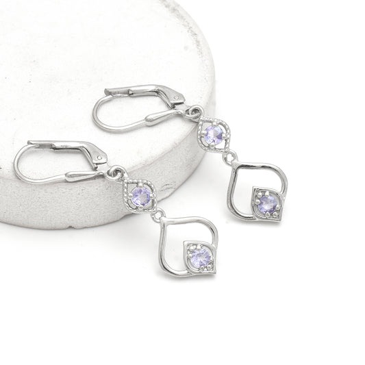 Brincos de Prata com Tanzanite AAA