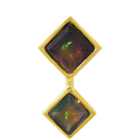 Colar de Prata com Banho de Ouro com Opala da Etiópia de Lega Dembi  Contraste: Cabeca de Veado (800)