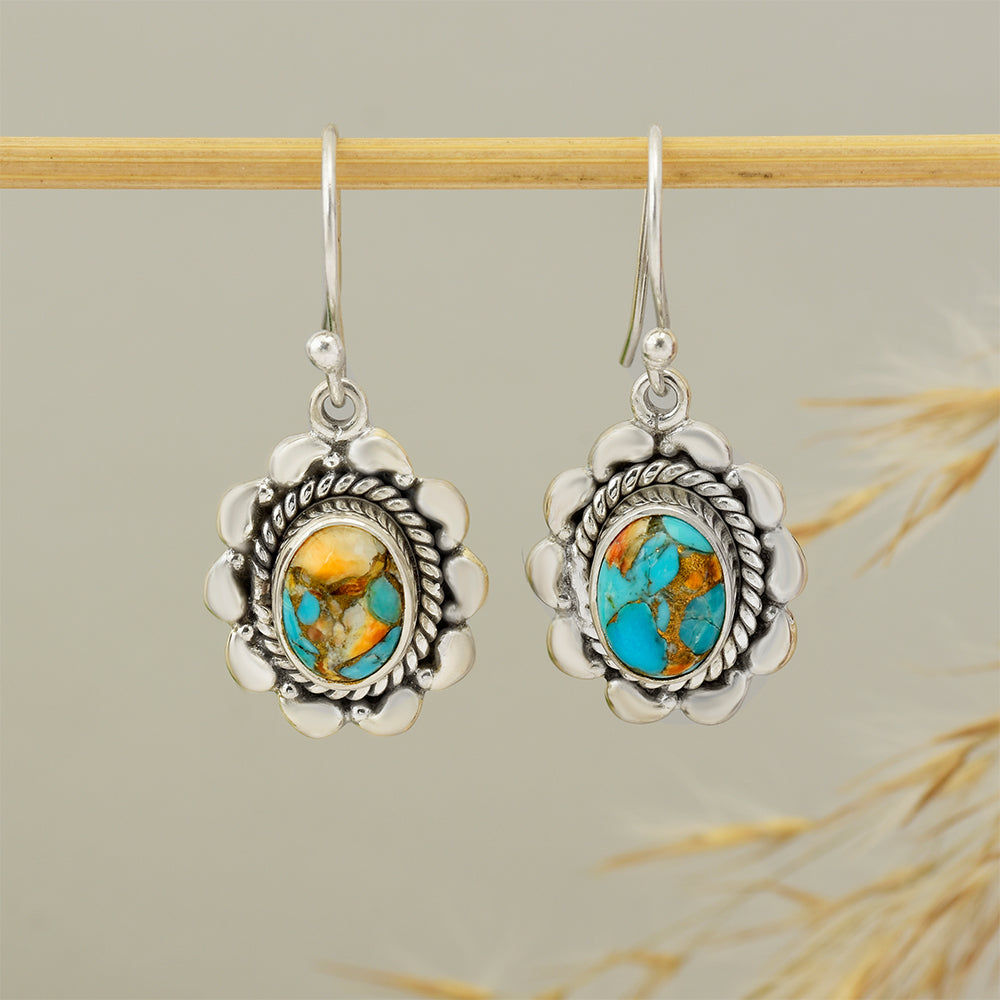 Brincos de Prata com Ostra Turquesa 4 