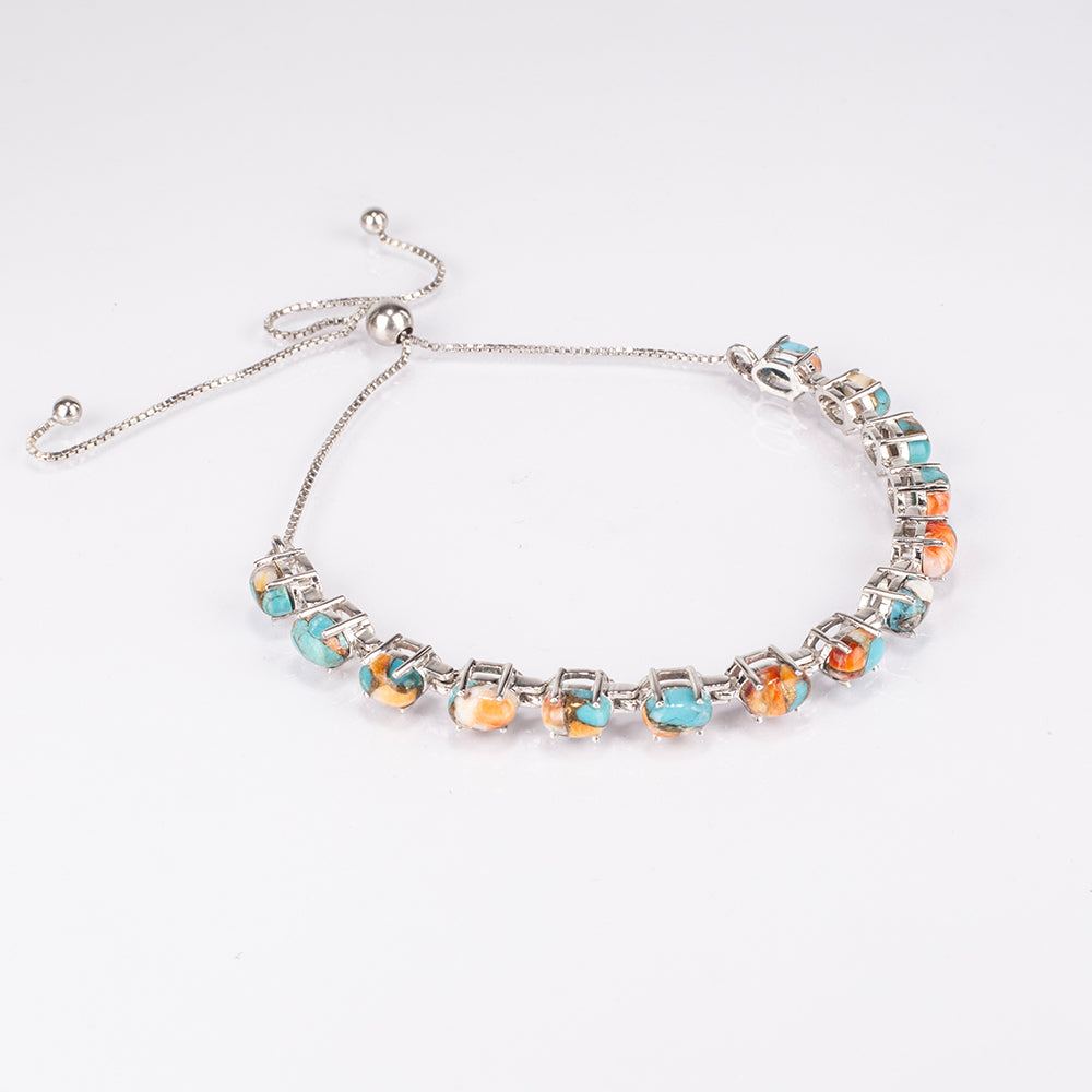 Pulseira de Prata com Ostra Turquesa  Contraste: Cabeca de Veado (800)