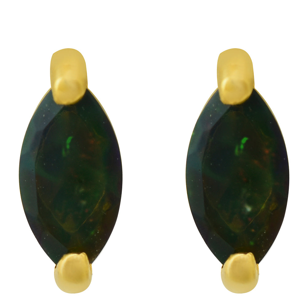 Brincos de Prata com Banho de Ouro com Opala da Etiópia de Lega Dembi