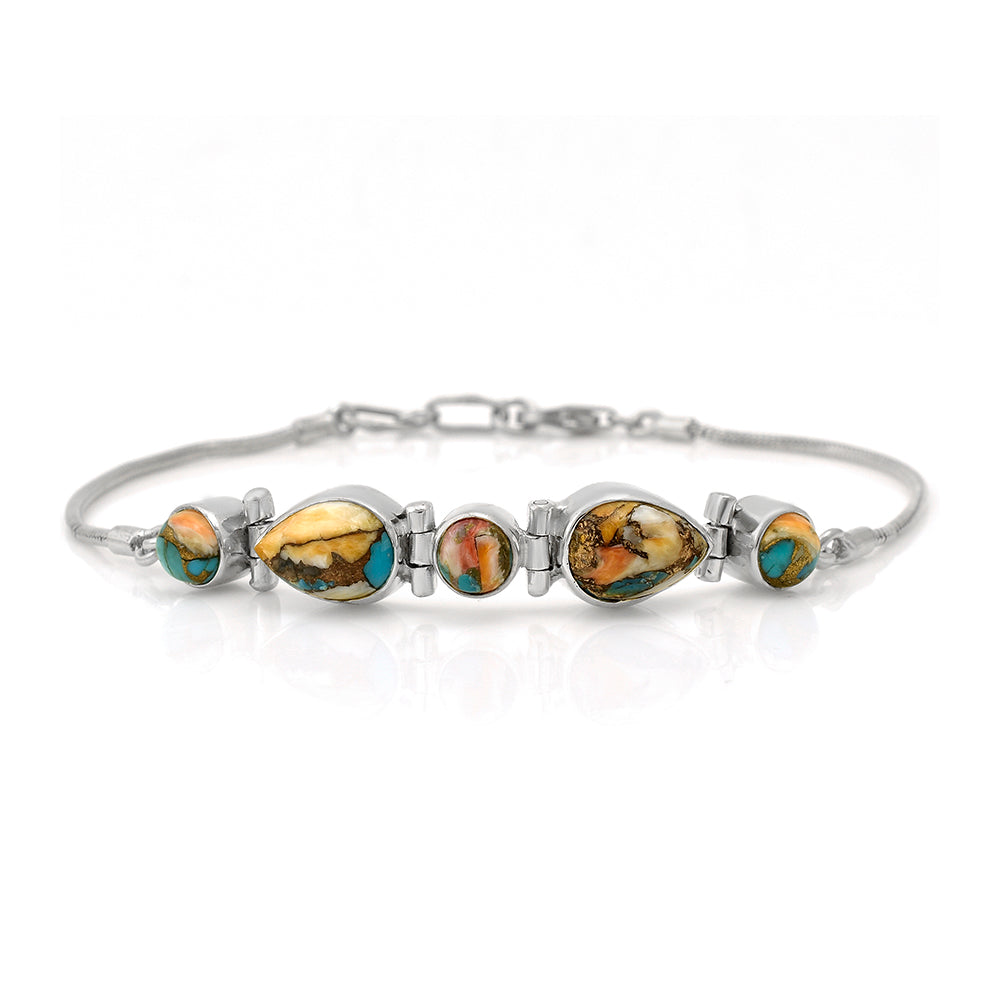 Pulseira de Prata com Ostra Turquesa  Contraste: Cabeca de Veado (800) 1 