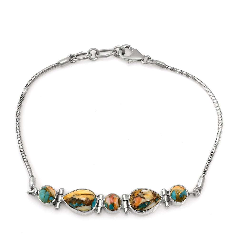 Pulseira de Prata com Ostra Turquesa  Contraste: Cabeca de Veado (800) 3 