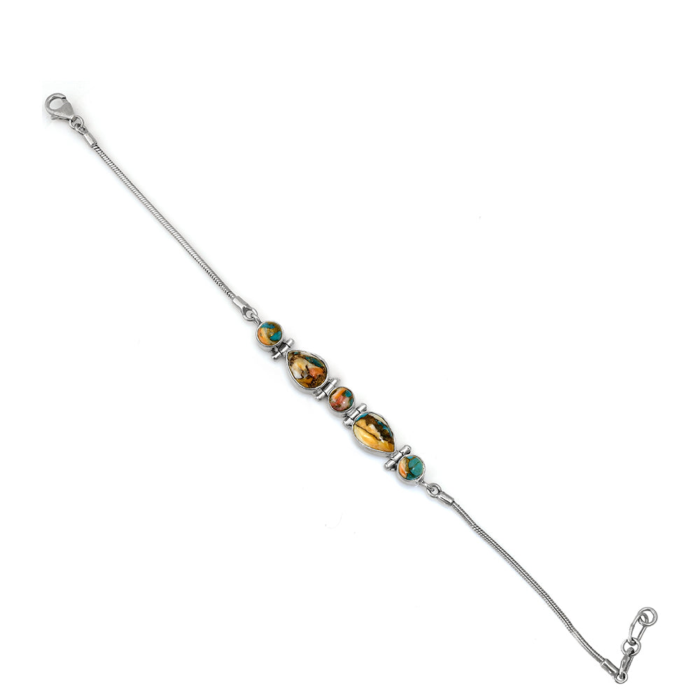 Pulseira de Prata com Ostra Turquesa  Contraste: Cabeca de Veado (800)