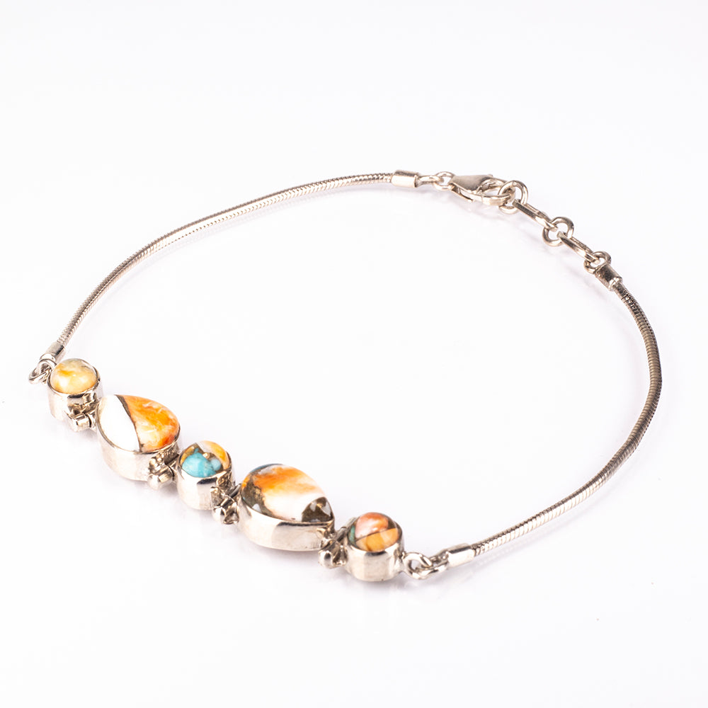 Pulseira de Prata com Ostra Turquesa  Contraste: Cabeca de Veado (800)