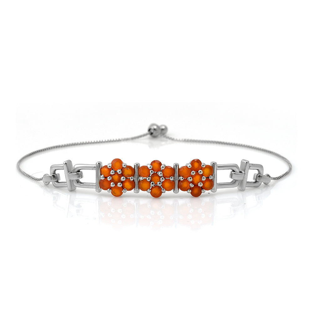 Pulseira de Prata com Ágata Vermelha  Contraste: Cabeca de Veado (800)