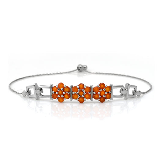 Pulseira de Prata com Ágata Vermelha  Contraste: Cabeca de Veado (800)
