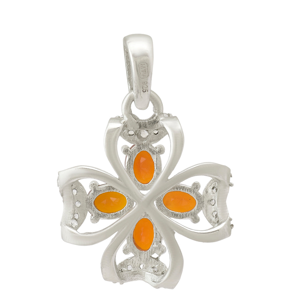 Pendente de Prata com Ágata Vermelha e Topázio Branco 4 