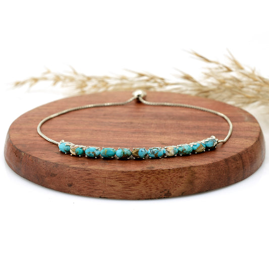 Pulseira de Prata com Ostra Turquesa