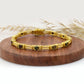 Pulseira de Prata com Banho de Ouro com Opala da Etiópia de Lega Dembi e Topázio Branco  Contraste: Cabeca de Veado (800)