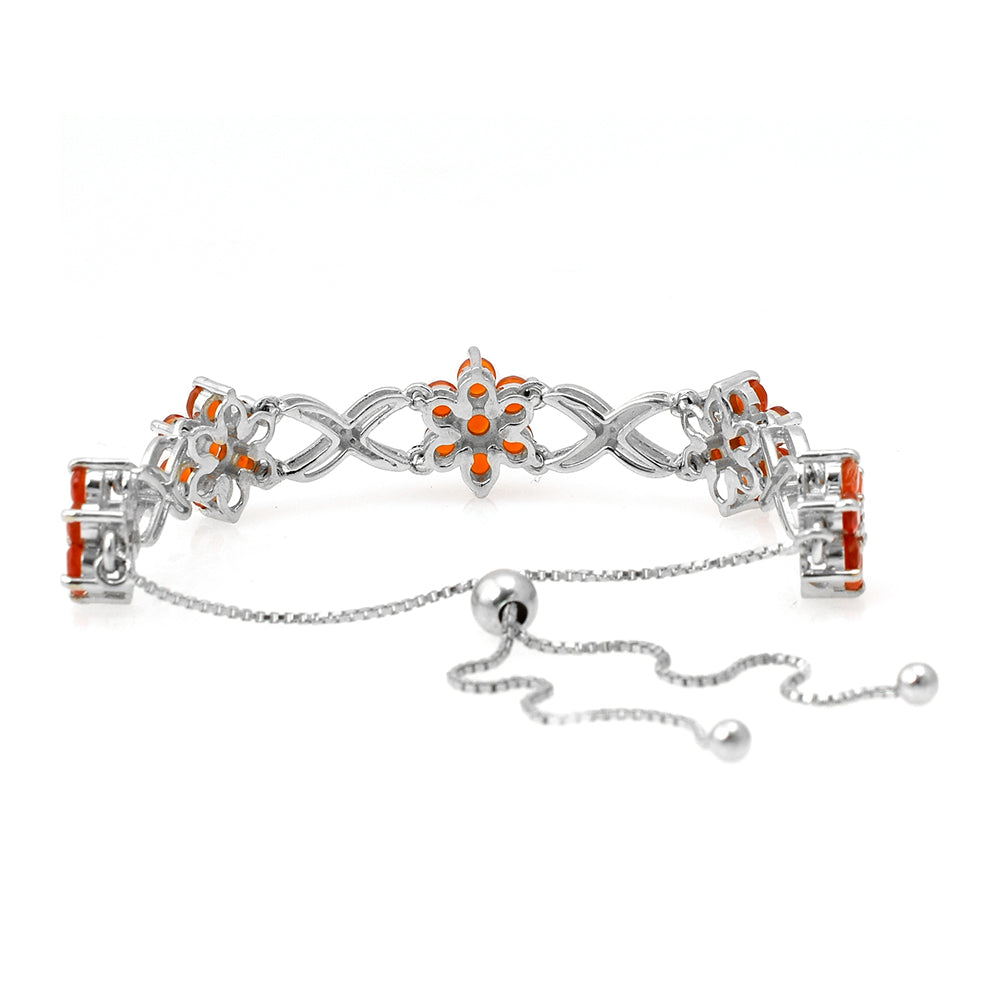 Pulseira de Prata com Ágata Vermelha e Topázio Branco  Contraste: Cabeca de Veado (800)