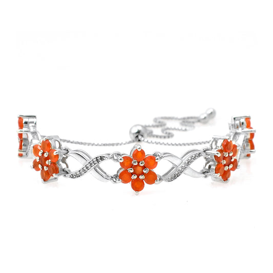 Pulseira de Prata com Ágata Vermelha e Topázio Branco  Contraste: Cabeca de Veado (800)