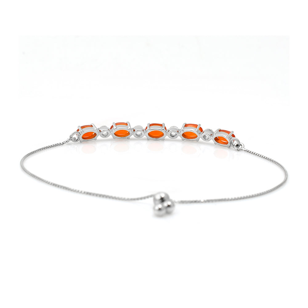 Pulseira de Prata com Ágata Vermelha e Topázio Branco 4 