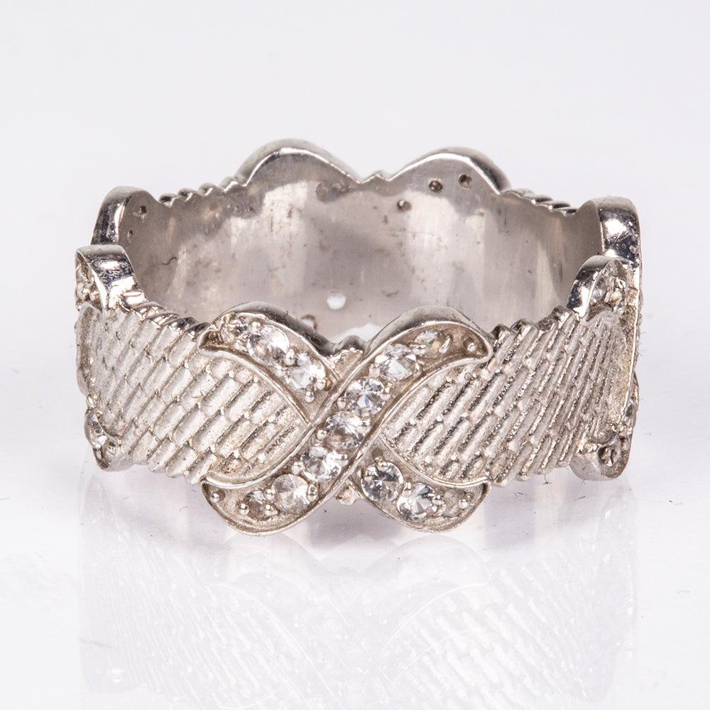 Anel de Prata com Topázio Branco  Contraste: Cabeca de Veado (800) 5 