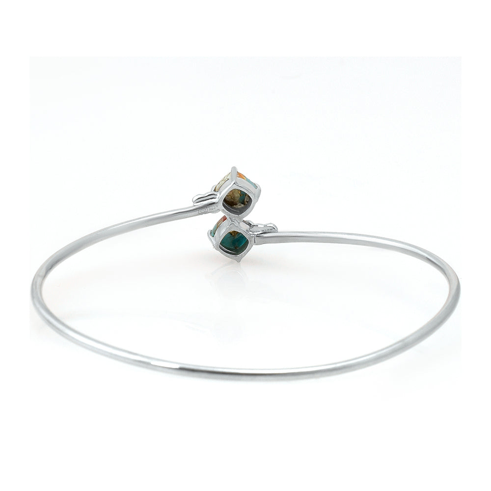 Pulseira de Prata com Ostra Turquesa e Topázio Branco  Contraste: Cabeca de Veado (800) 3 