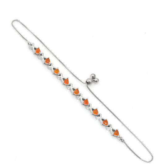 Pulseira de Prata com Ágata Vermelha  Contraste: Cabeca de Veado (800)