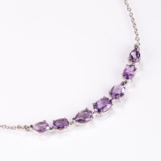 Colar de Prata com Ametista do Brasil  Contraste: Cabeca de Veado (800)