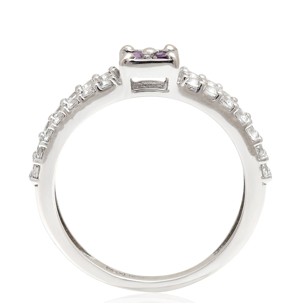 Anel de Prata com Ametista do Brasil e Topázio Branco 9 