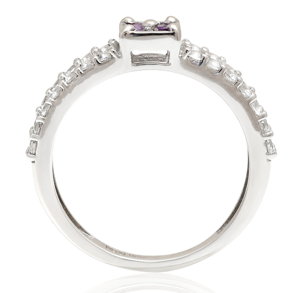 Anel de Prata com Ametista do Brasil e Topázio Branco