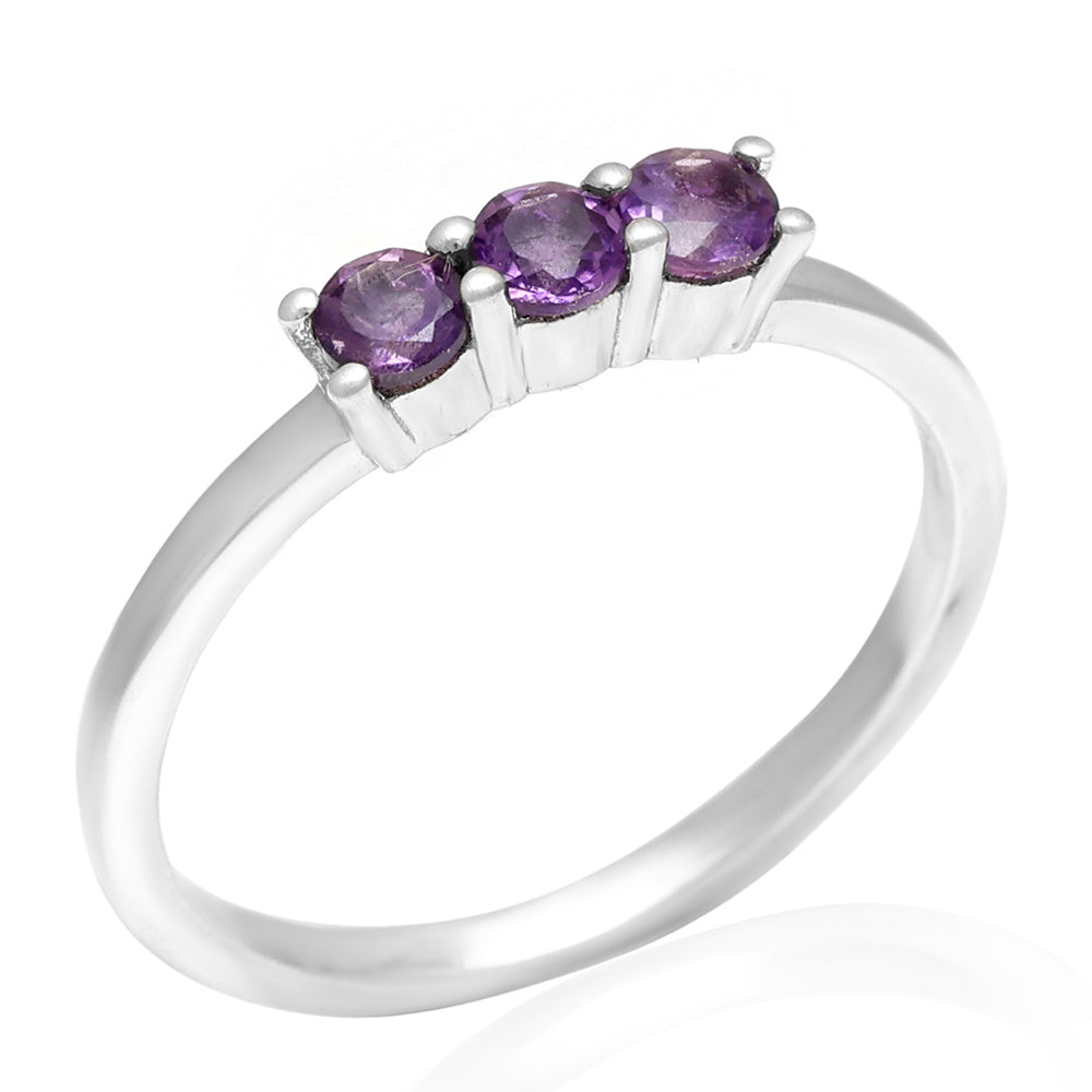 Anel de Prata com Ametista do Brasil