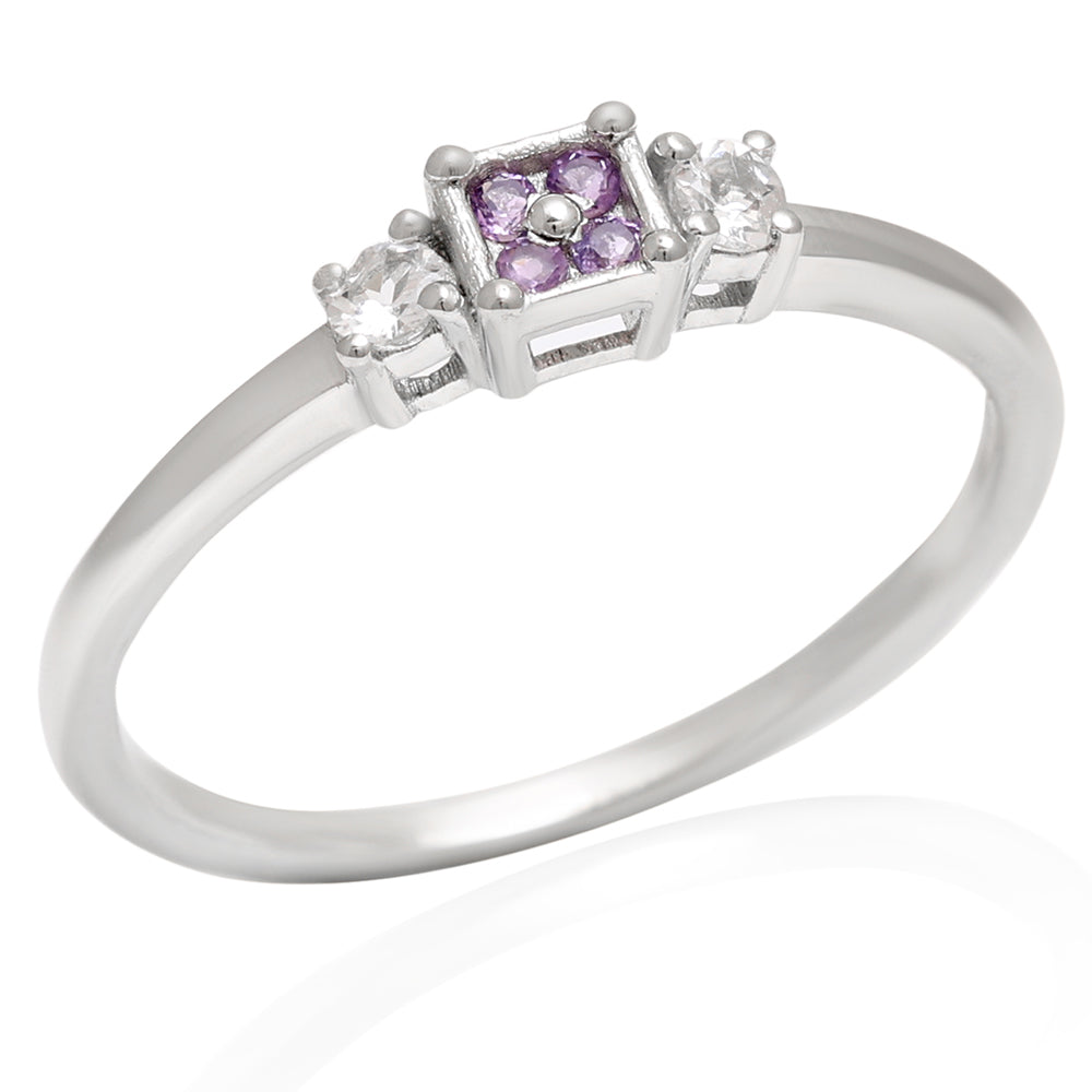 Anel de Prata com Ametista do Brasil e Topázio Branco 3 