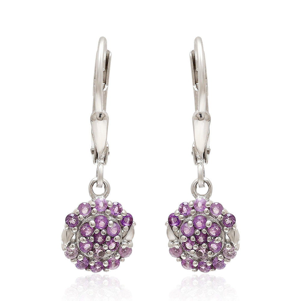 Brincos de Prata com Ametista do Brasil