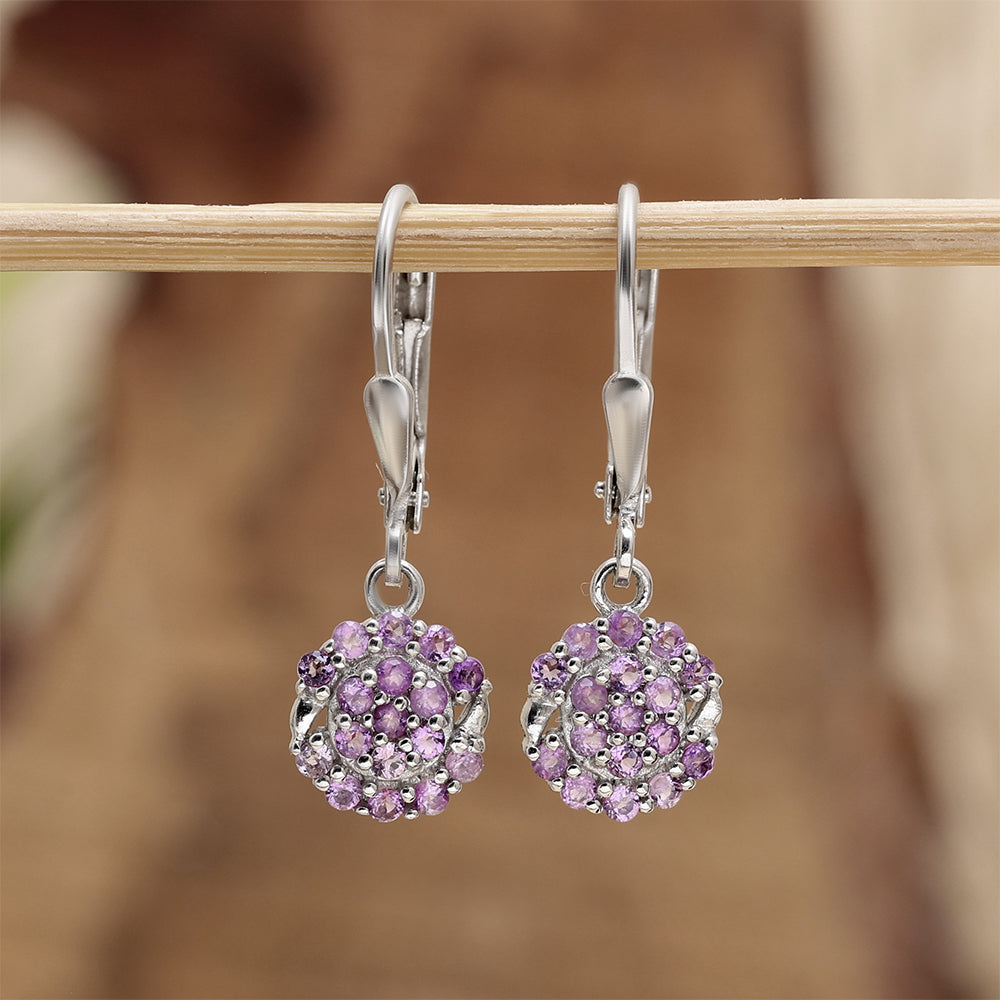 Brincos de Prata com Ametista do Brasil
