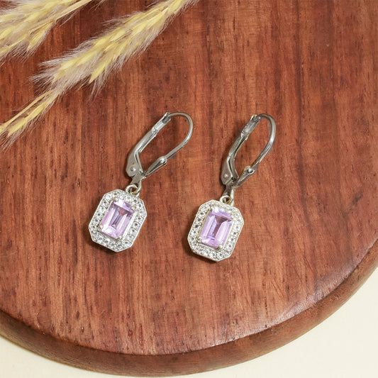 Brincos de Prata com Ametista do Brasil e Topázio Branco