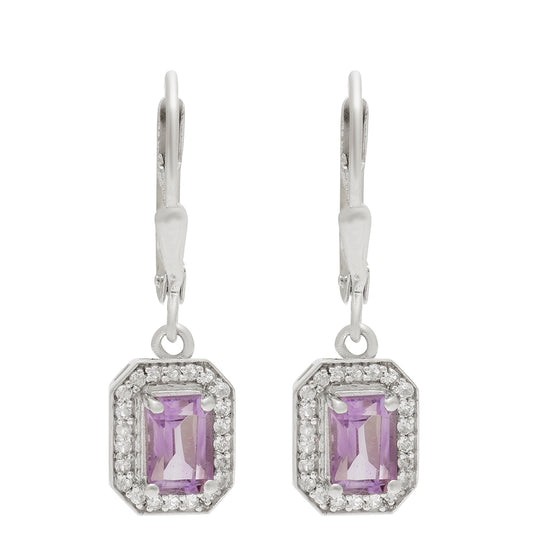 Brincos de Prata com Ametista do Brasil e Topázio Branco