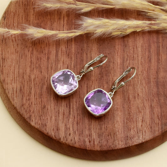 Brincos de Prata com Ametista do Brasil