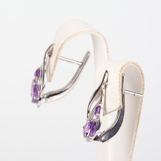 Brincos de Prata com Ametista do Brasil
