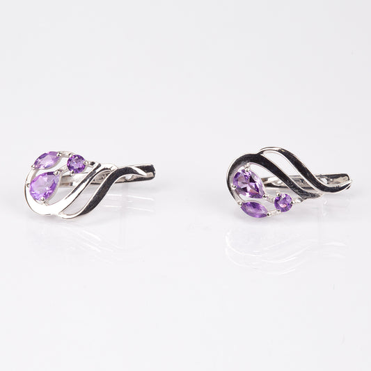 Brincos de Prata com Ametista do Brasil