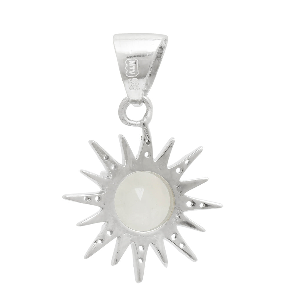 Pendente de Prata com Pedra da Lua Arco-íris e Topázio Branco